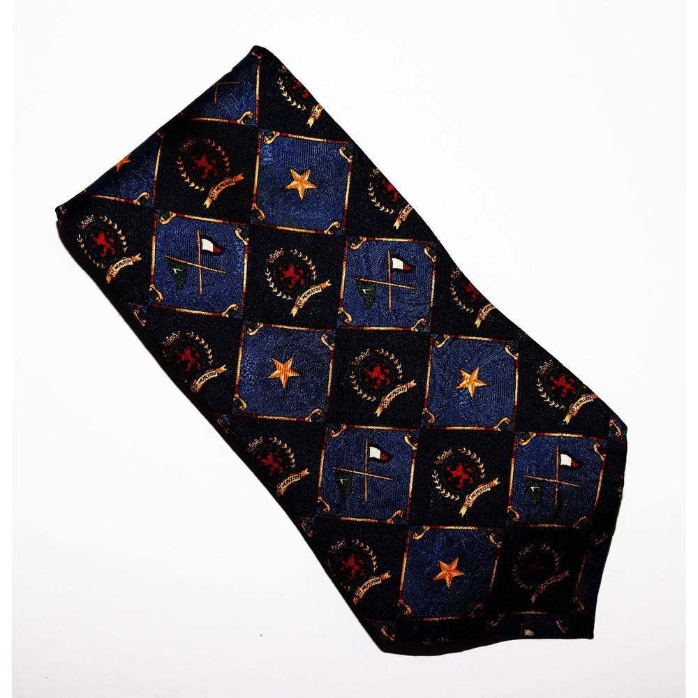 Tommy Hilfiger Men's 100% Silk‎ Made In USA Geometric Tie Necktie